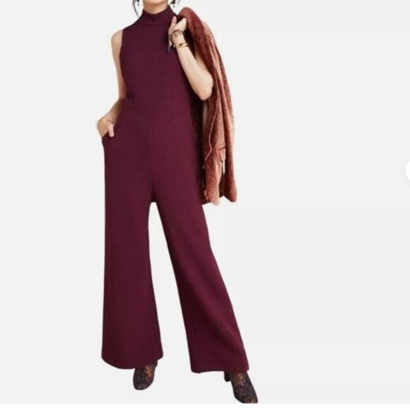 NWT Anthropologie Eva Franco Charley Sleeveless Jumpsuit Plum Size Small - Picture 1 of 11